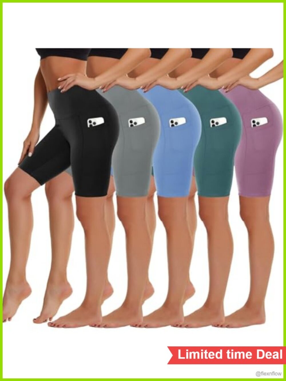 5 Pack Women's High Waist Biker Shorts with Pockets Spandex Workout Yoga